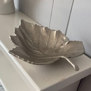 Silver Leaf-Shaped Decorative Dish